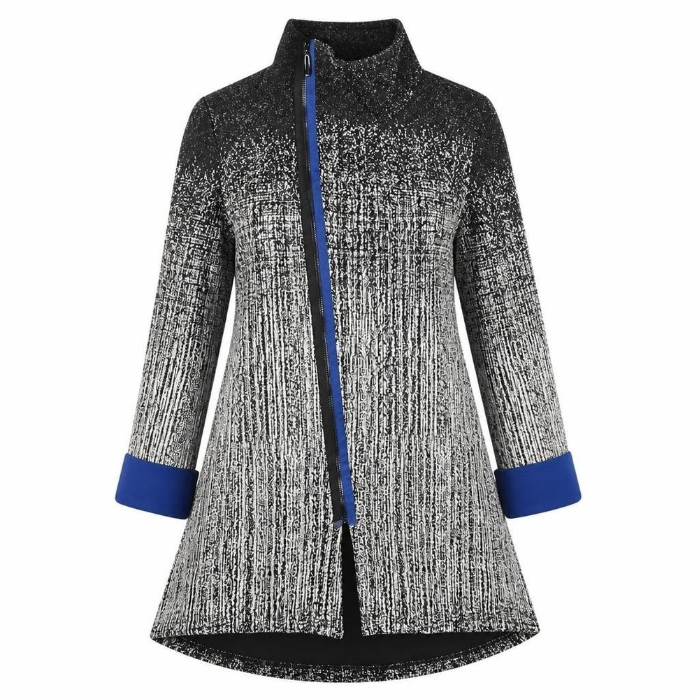 IC Connie K Jacket Women M Black Ombre Asymmetric Zip Abstract Artsy Avant Garde
